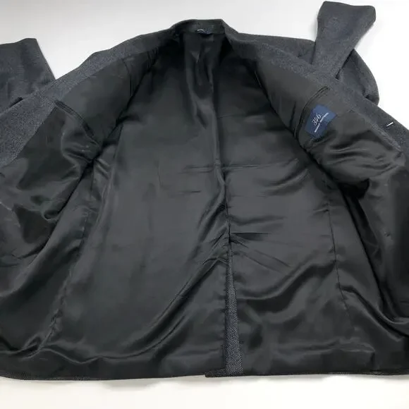 Brooks Brothers 346 Wool 44R Button Sport Coat Jacket Herringbone Blue Gray
